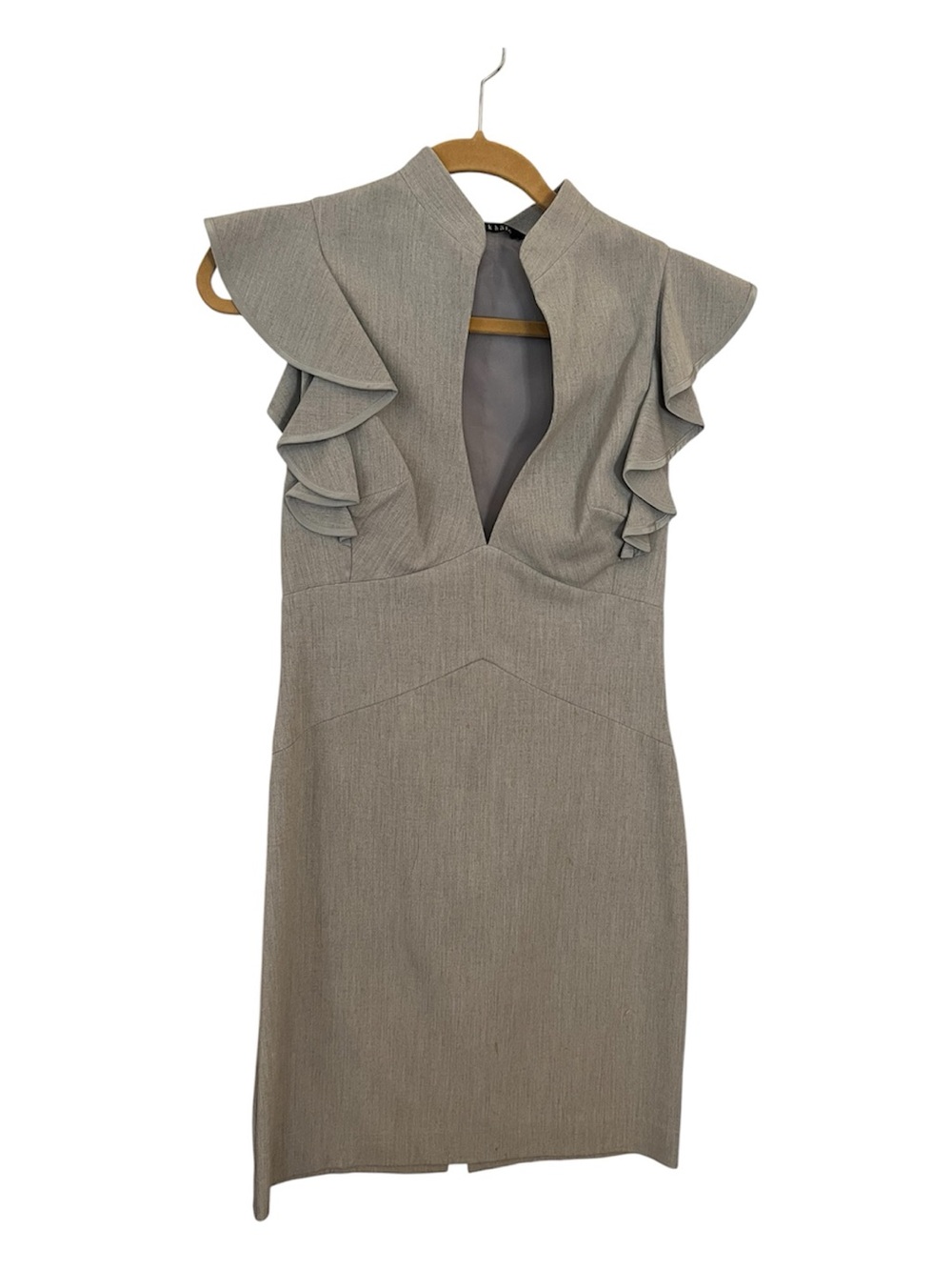 Black Halo stretch minimalist career stretch gray Ruffle-Sleeve Sheath Dress